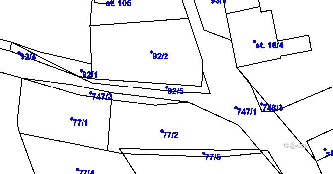 Parcela st. 92/5 v KÚ Lhotka u Žďáru nad Sázavou, Katastrální mapa