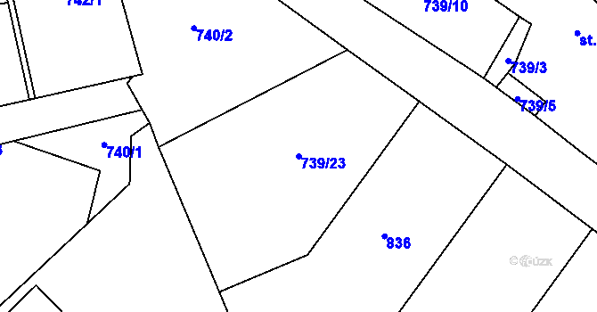 Parcela st. 739/23 v KÚ Lhotka u Žďáru nad Sázavou, Katastrální mapa