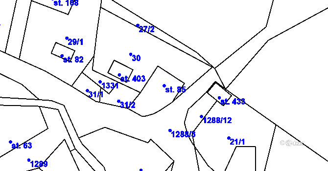 Parcela st. 85 v KÚ Lhotka u Frýdku-Místku, Katastrální mapa