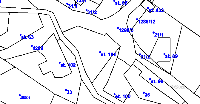 Parcela st. 101 v KÚ Lhotka u Frýdku-Místku, Katastrální mapa