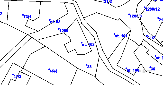 Parcela st. 102 v KÚ Lhotka u Frýdku-Místku, Katastrální mapa