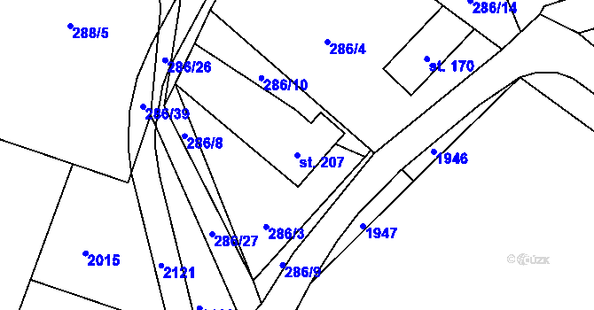 Parcela st. 207 v KÚ Lhotka u Frýdku-Místku, Katastrální mapa