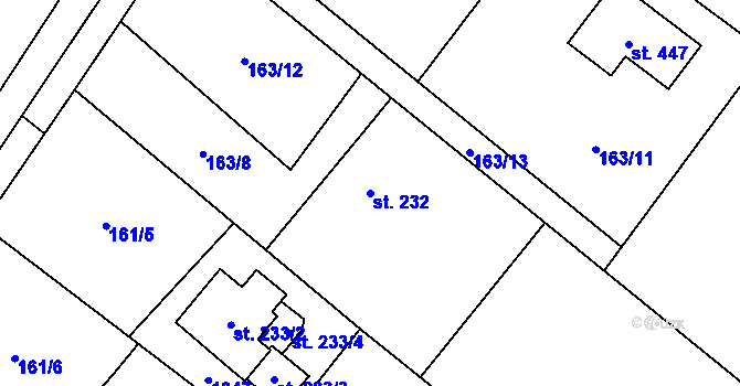 Parcela st. 232 v KÚ Lhotka u Frýdku-Místku, Katastrální mapa