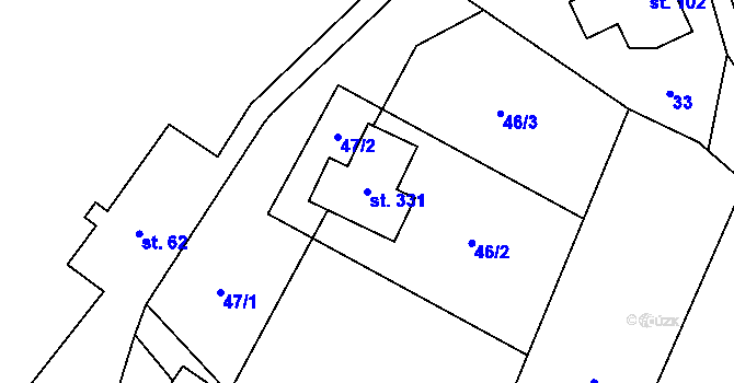 Parcela st. 331 v KÚ Lhotka u Frýdku-Místku, Katastrální mapa