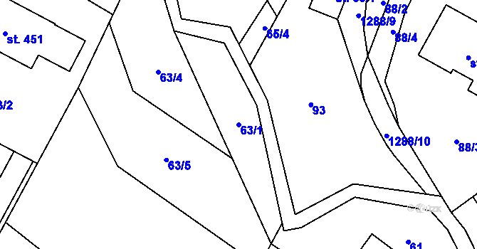 Parcela st. 63/1 v KÚ Lhotka u Frýdku-Místku, Katastrální mapa