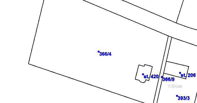 Parcela st. 366/4 v KÚ Lhotka u Frýdku-Místku, Katastrální mapa
