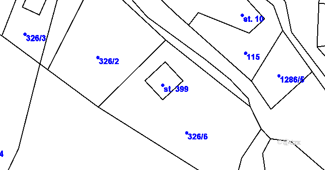 Parcela st. 399 v KÚ Lhotka u Frýdku-Místku, Katastrální mapa