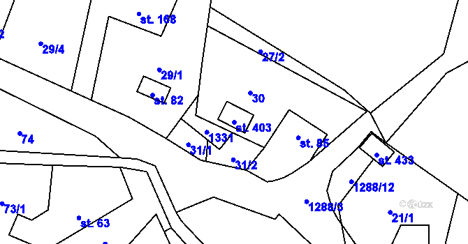 Parcela st. 403 v KÚ Lhotka u Frýdku-Místku, Katastrální mapa