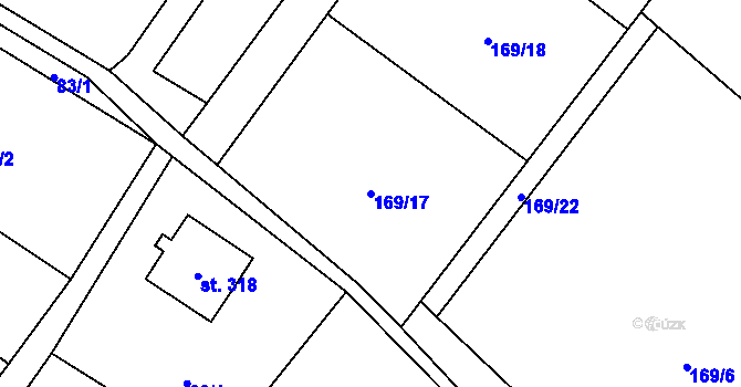 Parcela st. 169/17 v KÚ Lhotka u Frýdku-Místku, Katastrální mapa