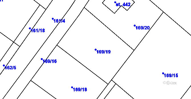 Parcela st. 169/19 v KÚ Lhotka u Frýdku-Místku, Katastrální mapa