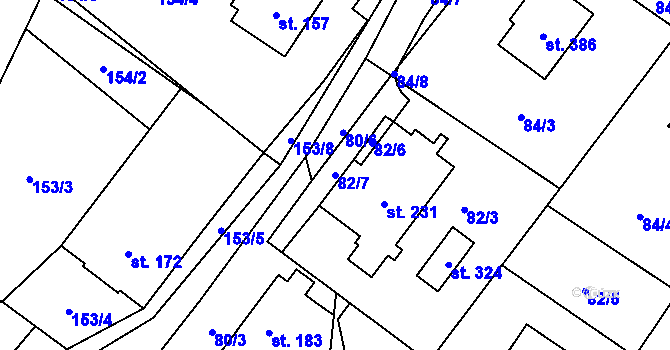 Parcela st. 82/7 v KÚ Lhotka u Frýdku-Místku, Katastrální mapa