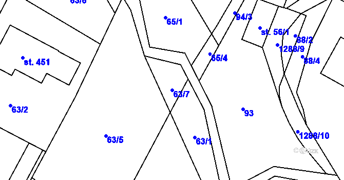 Parcela st. 63/7 v KÚ Lhotka u Frýdku-Místku, Katastrální mapa