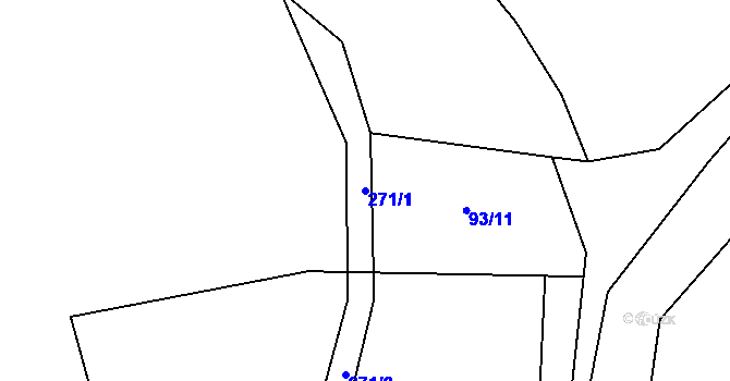 Parcela st. 271/1 v KÚ Lhotka u Přerova, Katastrální mapa