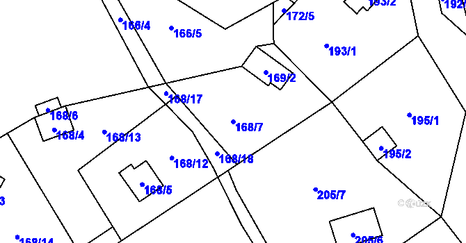 Parcela st. 168/7 v KÚ Lhotka u Přerova, Katastrální mapa