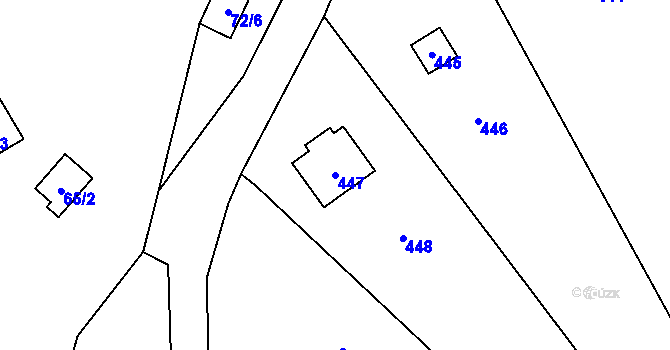 Parcela st. 447 v KÚ Lhotka u Přerova, Katastrální mapa