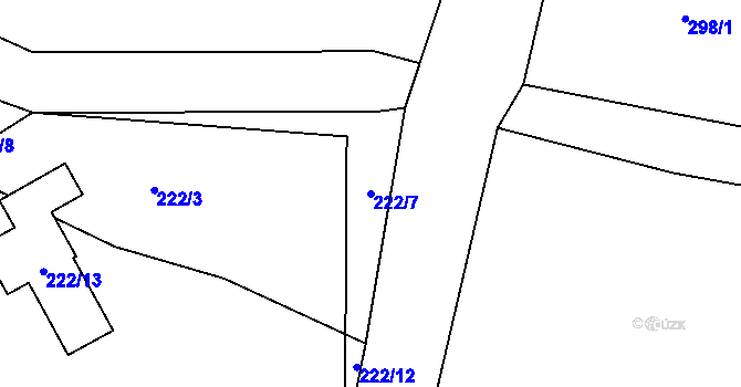 Parcela st. 222/7 v KÚ Lhotka u Přerova, Katastrální mapa