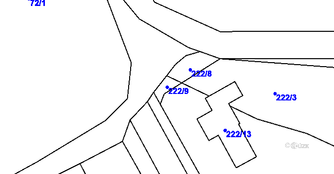 Parcela st. 222/9 v KÚ Lhotka u Přerova, Katastrální mapa