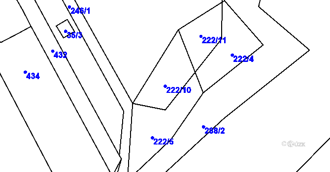 Parcela st. 222/10 v KÚ Lhotka u Přerova, Katastrální mapa