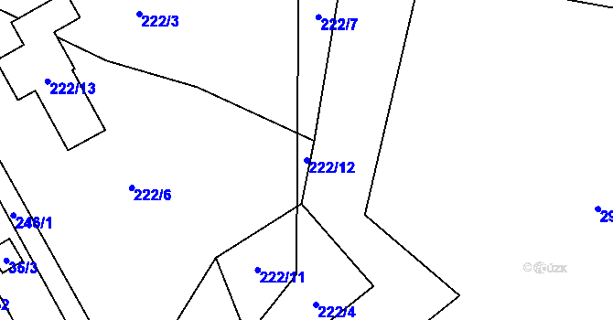 Parcela st. 222/12 v KÚ Lhotka u Přerova, Katastrální mapa
