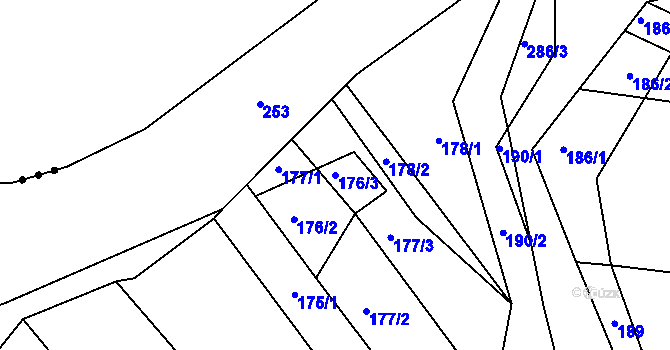 Parcela st. 176/3 v KÚ Lhotka u Přerova, Katastrální mapa