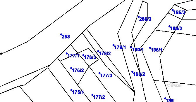 Parcela st. 178/2 v KÚ Lhotka u Přerova, Katastrální mapa