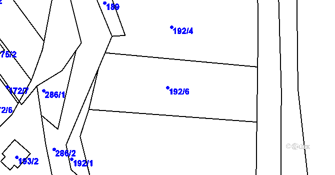 Parcela st. 192/6 v KÚ Lhotka u Přerova, Katastrální mapa