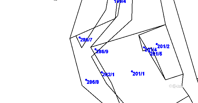 Parcela st. 200/2 v KÚ Lhotka u Přerova, Katastrální mapa