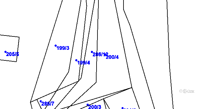Parcela st. 200/4 v KÚ Lhotka u Přerova, Katastrální mapa