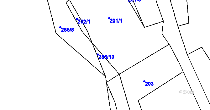 Parcela st. 202/3 v KÚ Lhotka u Přerova, Katastrální mapa