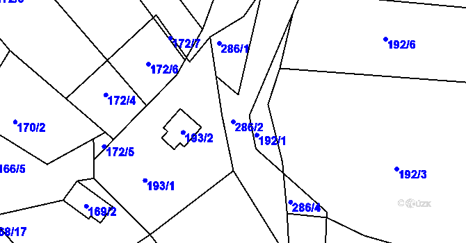 Parcela st. 286/2 v KÚ Lhotka u Přerova, Katastrální mapa