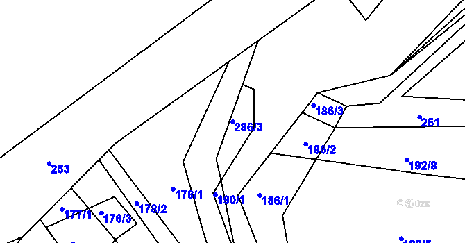 Parcela st. 286/3 v KÚ Lhotka u Přerova, Katastrální mapa