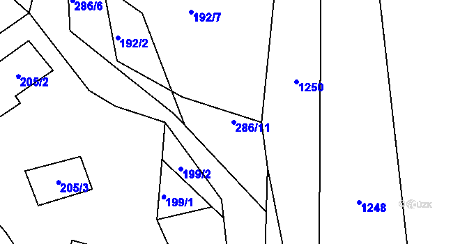 Parcela st. 286/11 v KÚ Lhotka u Přerova, Katastrální mapa