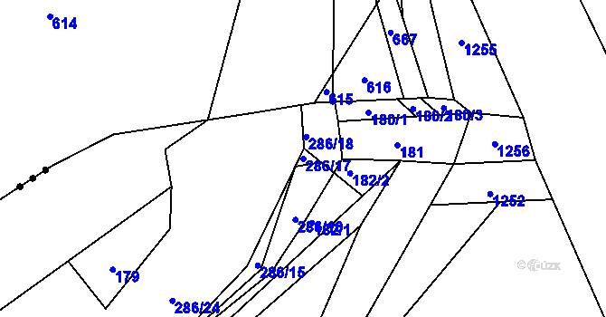 Parcela st. 286/17 v KÚ Lhotka u Přerova, Katastrální mapa