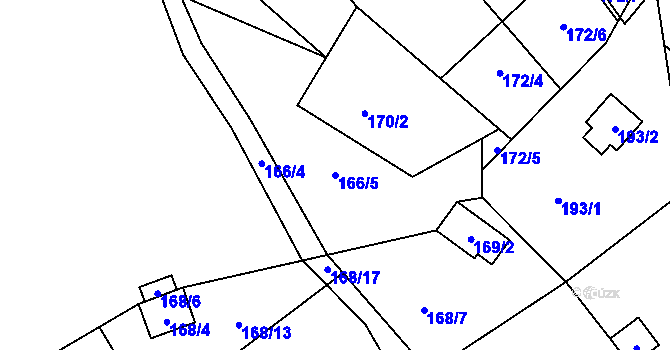 Parcela st. 166/5 v KÚ Lhotka u Přerova, Katastrální mapa