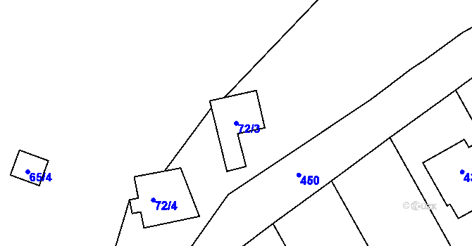 Parcela st. 72/3 v KÚ Lhotka u Přerova, Katastrální mapa