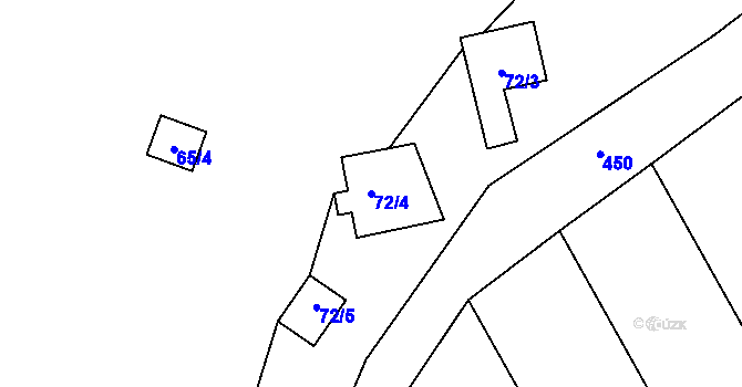Parcela st. 72/4 v KÚ Lhotka u Přerova, Katastrální mapa