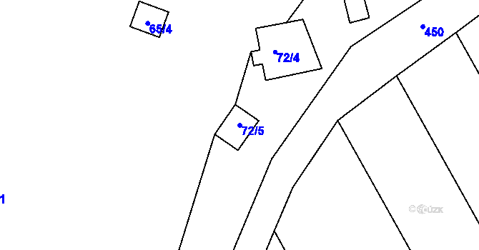 Parcela st. 72/5 v KÚ Lhotka u Přerova, Katastrální mapa