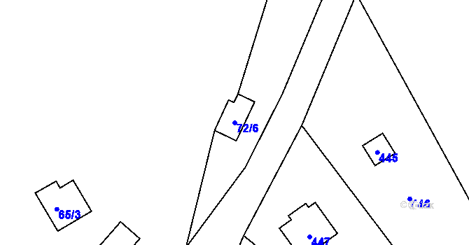 Parcela st. 72/6 v KÚ Lhotka u Přerova, Katastrální mapa