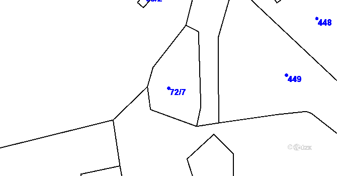 Parcela st. 72/7 v KÚ Lhotka u Přerova, Katastrální mapa