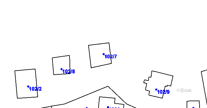 Parcela st. 102/7 v KÚ Lhotka u Přerova, Katastrální mapa