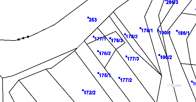 Parcela st. 176/2 v KÚ Lhotka u Přerova, Katastrální mapa