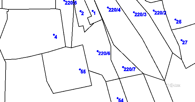 Parcela st. 220/6 v KÚ Lhotka u Přerova, Katastrální mapa