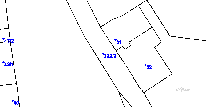 Parcela st. 222/2 v KÚ Lhotka u Přerova, Katastrální mapa
