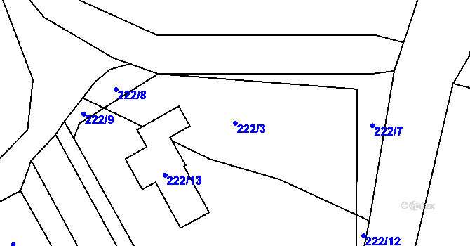 Parcela st. 222/3 v KÚ Lhotka u Přerova, Katastrální mapa