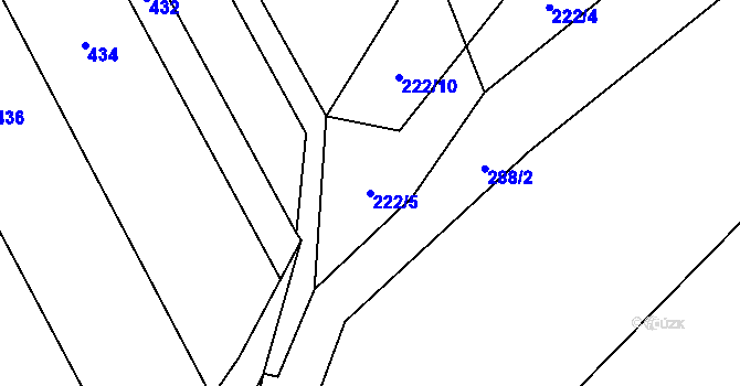 Parcela st. 222/5 v KÚ Lhotka u Přerova, Katastrální mapa