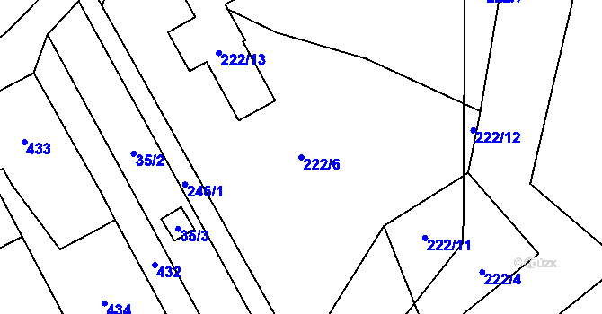 Parcela st. 222/6 v KÚ Lhotka u Přerova, Katastrální mapa