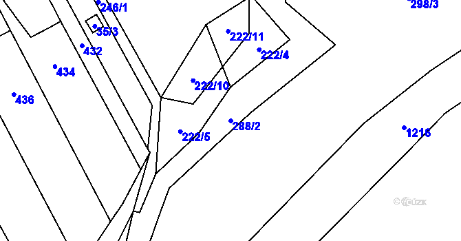 Parcela st. 288/2 v KÚ Lhotka u Přerova, Katastrální mapa