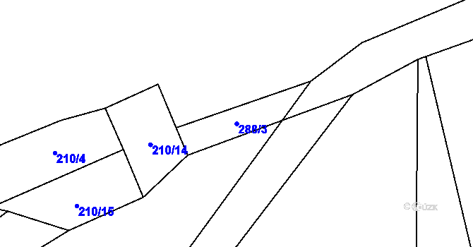 Parcela st. 288/3 v KÚ Lhotka u Přerova, Katastrální mapa