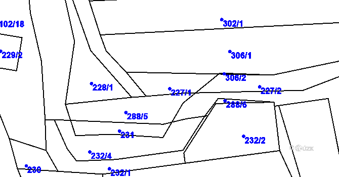 Parcela st. 227/1 v KÚ Lhotka u Přerova, Katastrální mapa