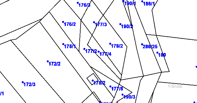 Parcela st. 177/4 v KÚ Lhotka u Přerova, Katastrální mapa
